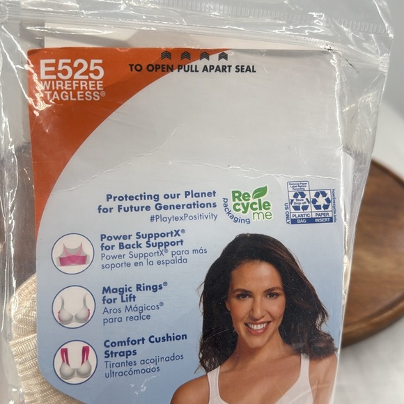 Playtex Bra Wm 36B Light Beige E525 18 Hour Posture Boost Front Close Wireless - Picture 4 of 6